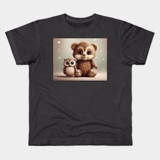 Teddy Bear and Baby Owl: Adorable Friends Kids T-Shirt
